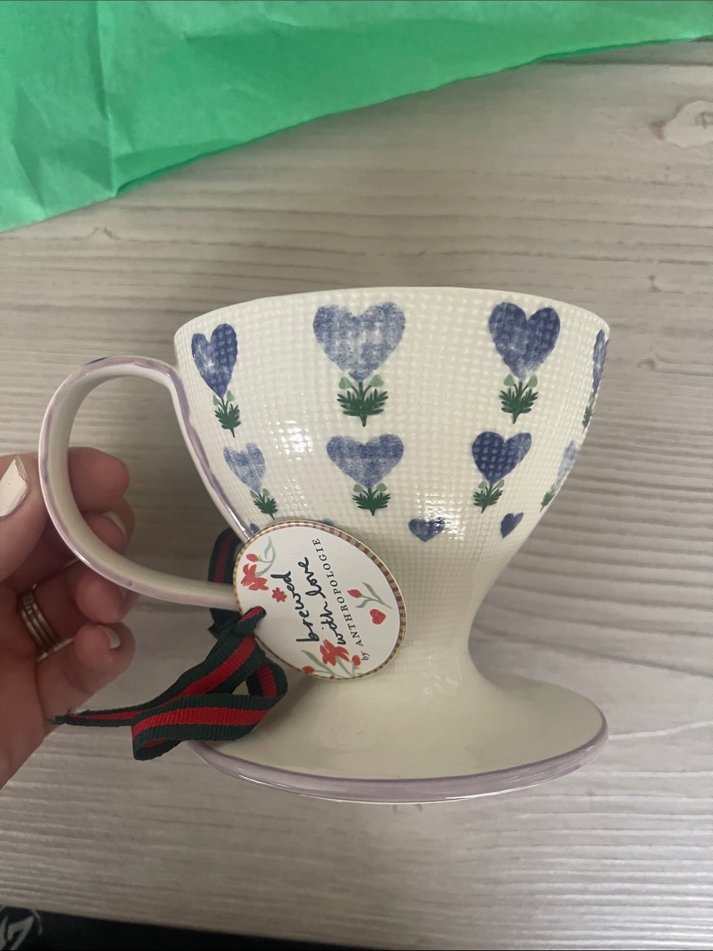 Anthropologie Cream Ceramic pour over coffee mug. great gift!! - Picture 2 of 5